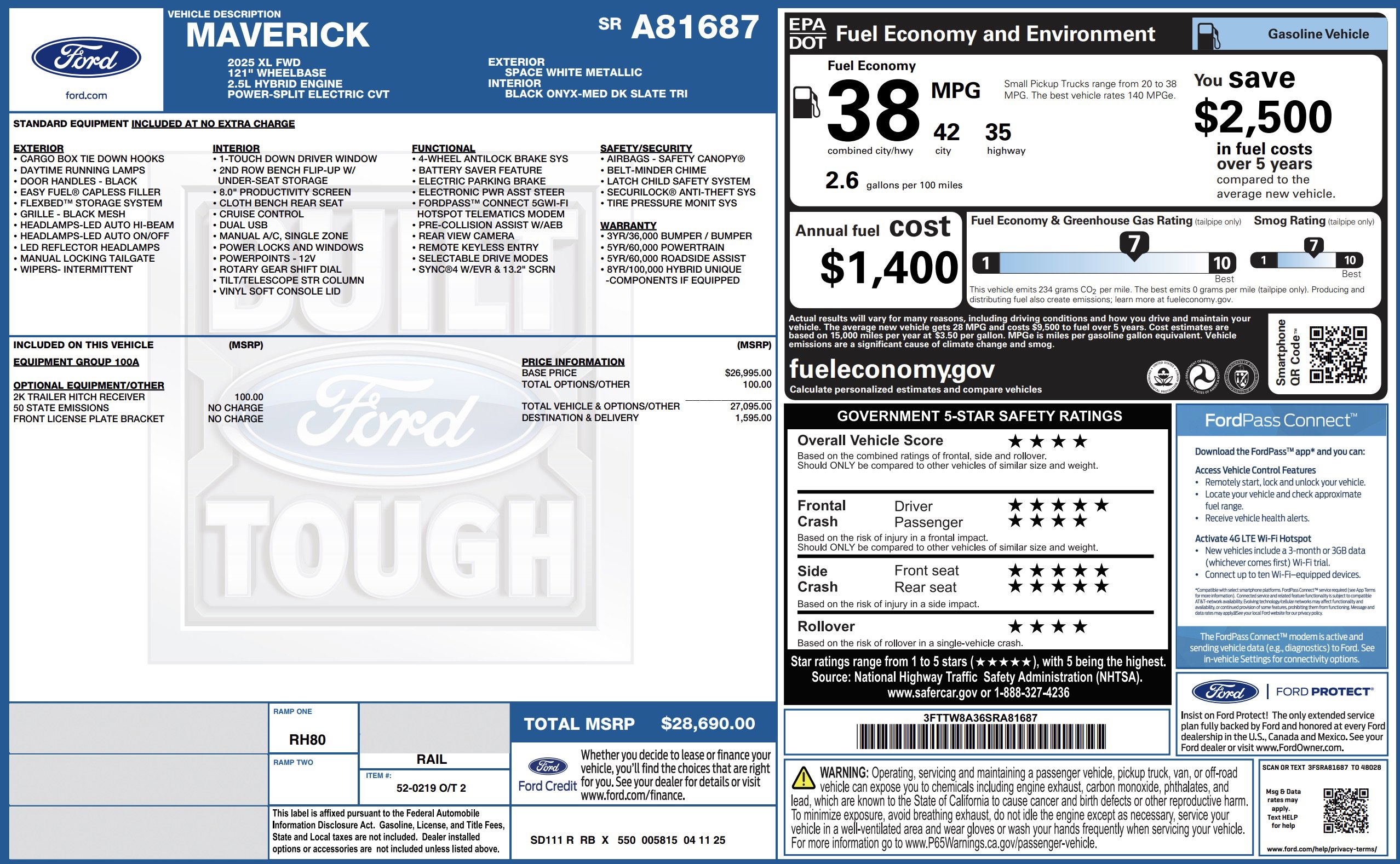 Used 2025 Ford Maverick XL FWD image 5