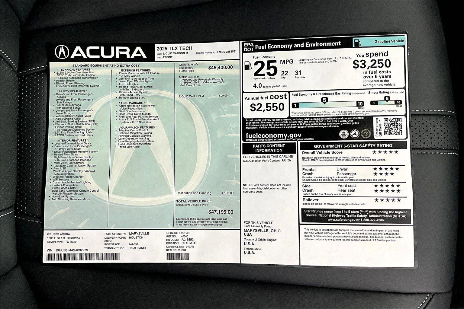 New 2025 Acura TLX w/ Technology Package image 9