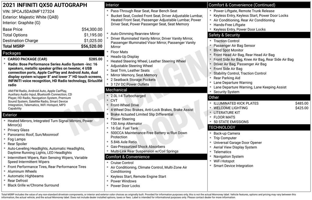 Used 2021 INFINITI QX50 Autograph w/ Cargo Package image 41