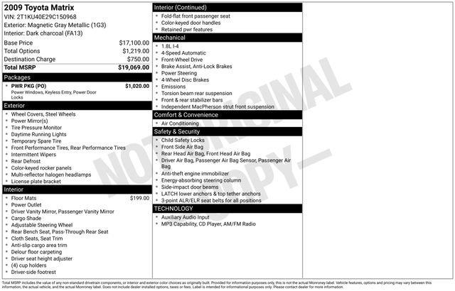 Used 2009 Toyota Matrix w/ PWR Pkg FWD image 2