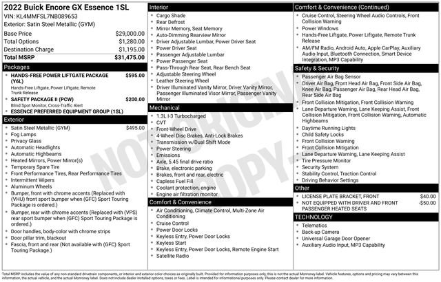 Used 2022 Buick Encore GX Essence FWD image 1
