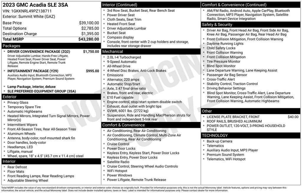 Used 2023 GMC Acadia SLE w/ Driver Convenience Package image 9