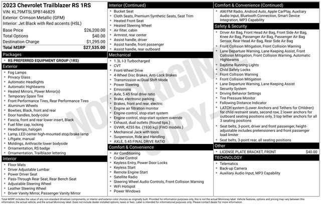 Certified 2023 Chevrolet TrailBlazer RS image 43