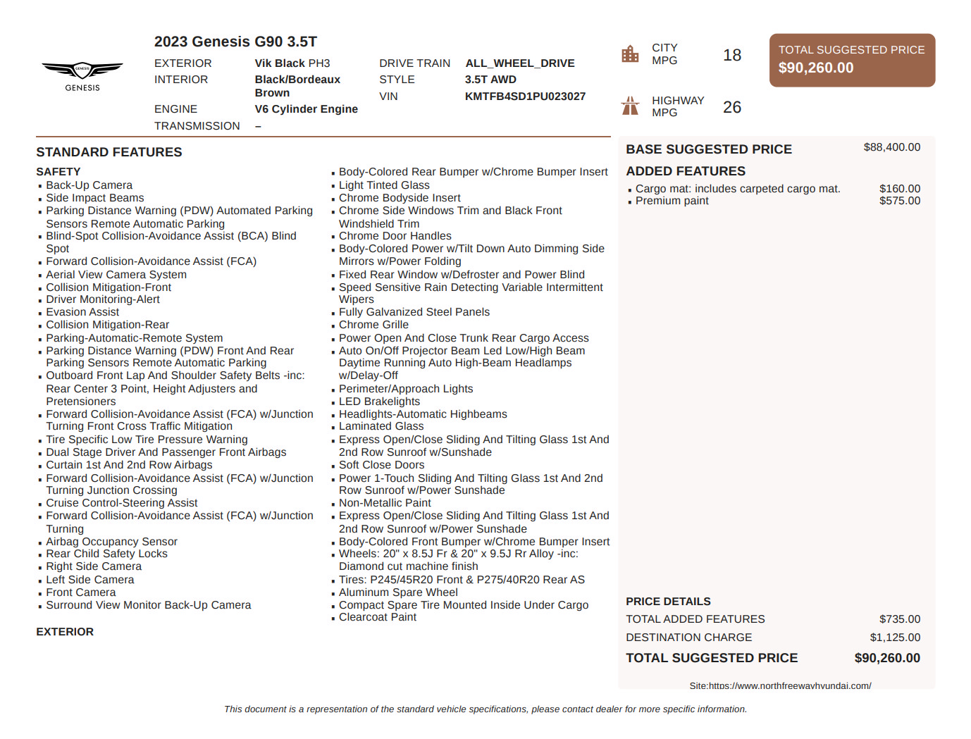 Certified 2023 Genesis G90 3.5T AWD/4WD image 3