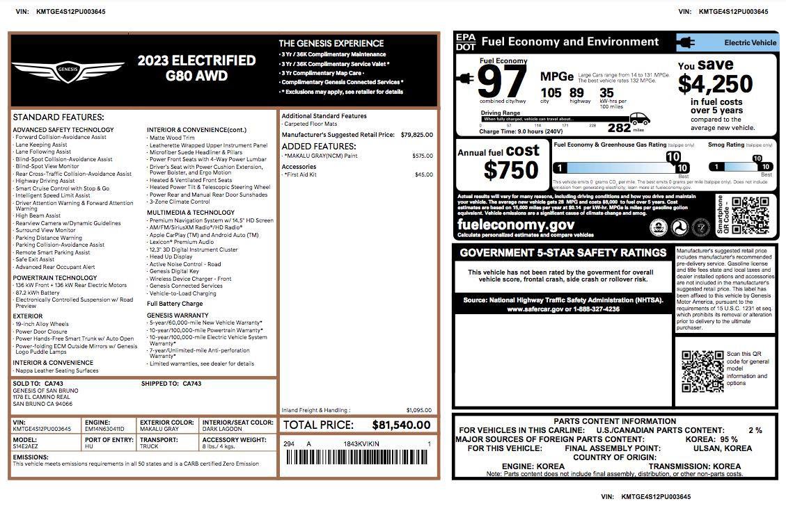 Used 2023 Genesis Electrified G80 image 5
