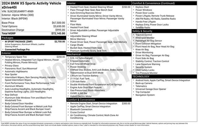 Certified 2024 BMW X5 xDrive40i w/ M Sport Package AWD/4WD image 42