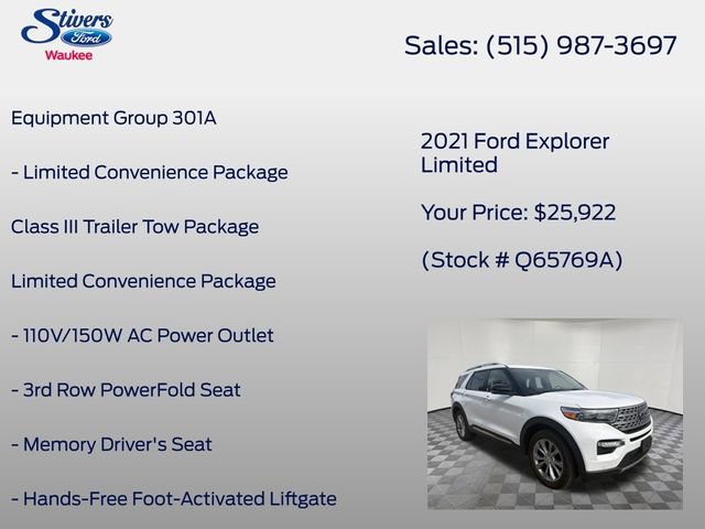 Used 2021 Ford Explorer Limited w/ Equipment Group 301A AWD/4WD image 8