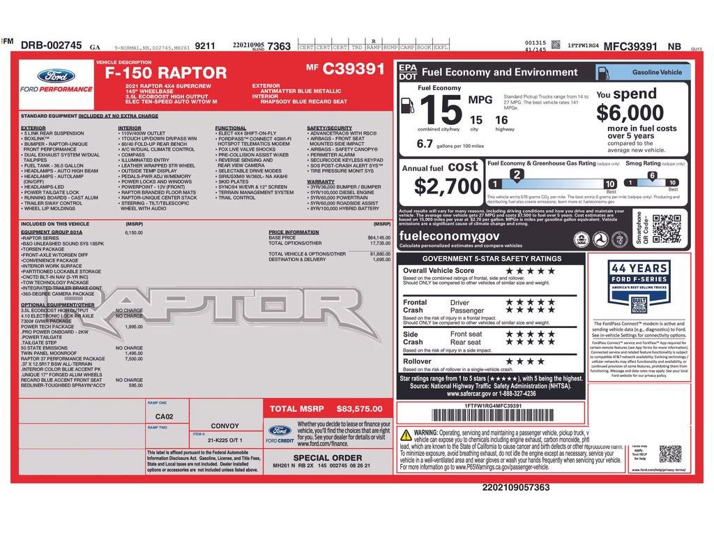 Used 2021 Ford F150 Raptor w/ Raptor 37 Performance Package image 26