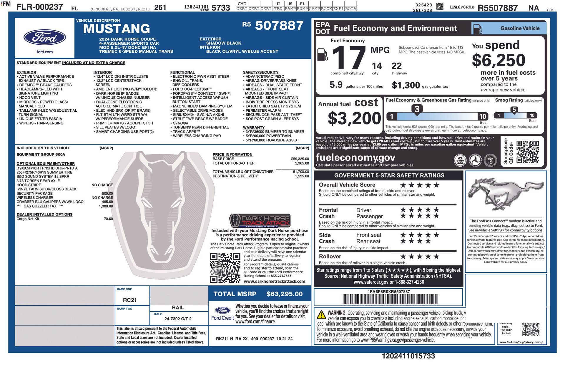 Used 2024 Ford Mustang Dark Horse w/ Security Package RWD image 38