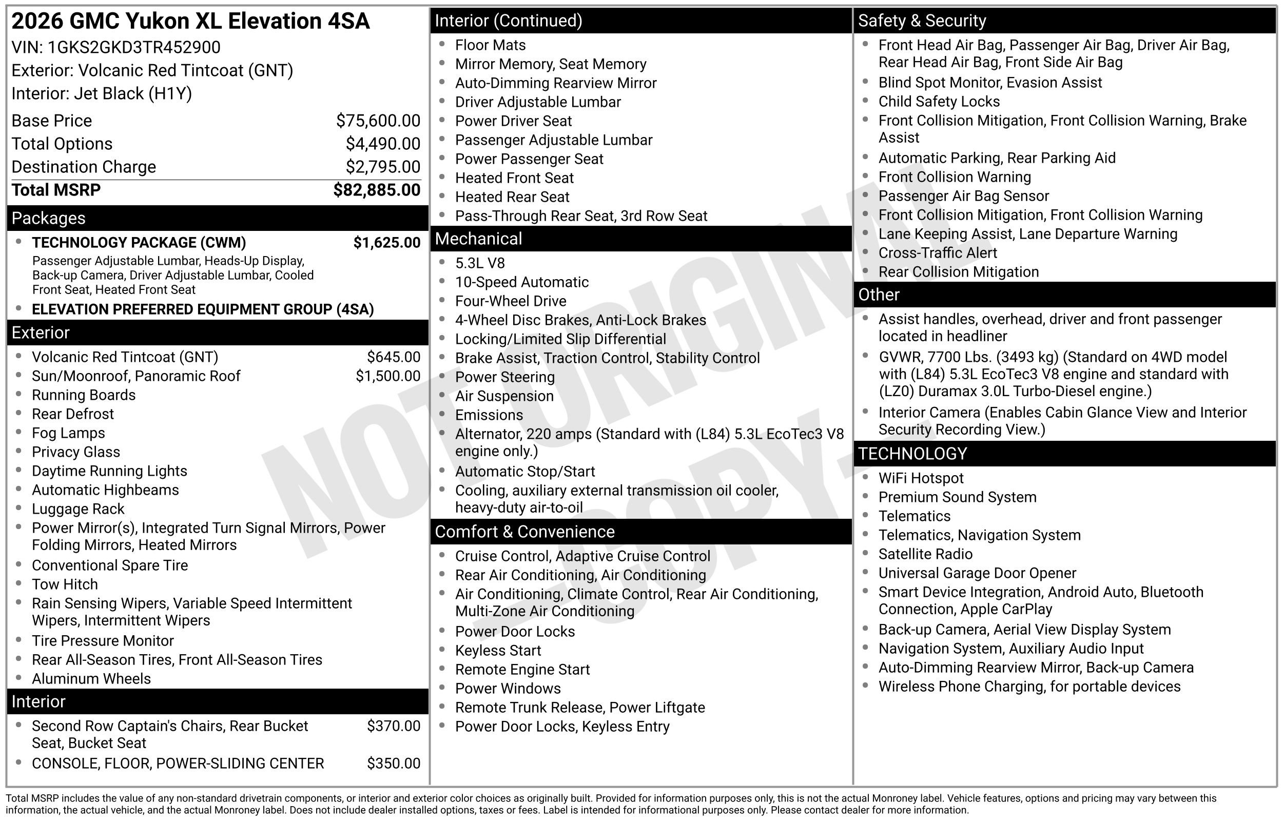 New 2026 GMC Yukon XL Elevation w/ Technology Package AWD/4WD image 3