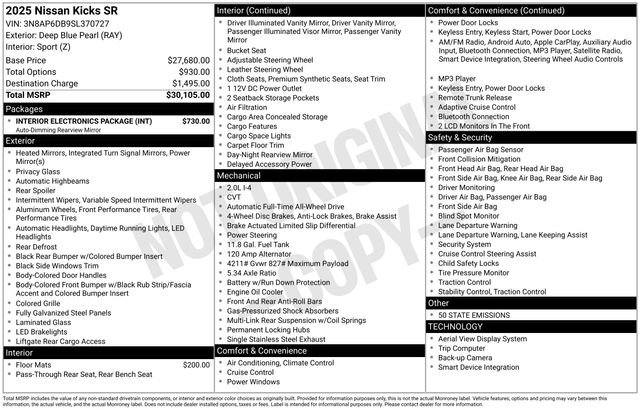 Certified 2025 Nissan Kicks SR w/ Interior Electronics Package image 2