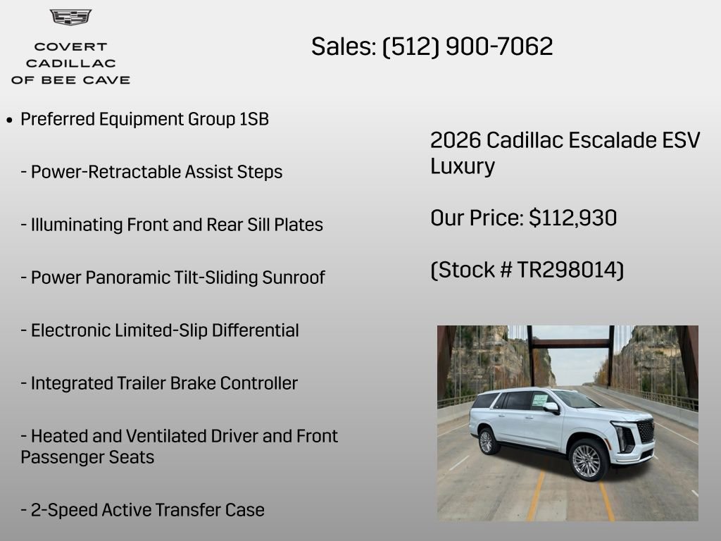 New 2026 Cadillac Escalade ESV Luxury w/ LPO, Floor Liner Package AWD/4WD image 6
