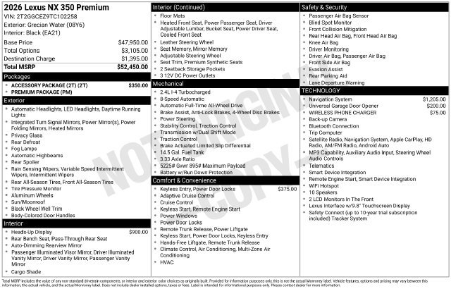 Used 2026 Lexus NX 350 AWD w/ Accessory Package (2T) image 15