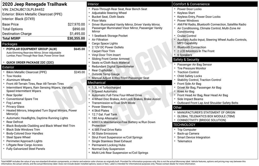 Used 2020 Jeep Renegade Trailhawk w/ Popular Equipment Group image 3