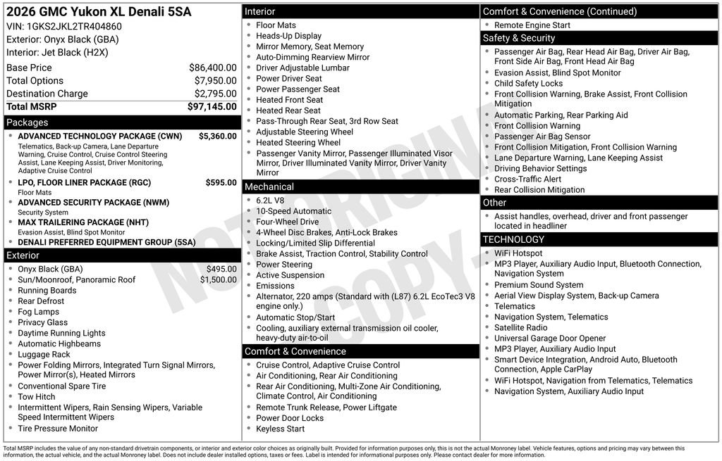New 2026 GMC Yukon XL Denali w/ Advanced Technology Package AWD/4WD image 2