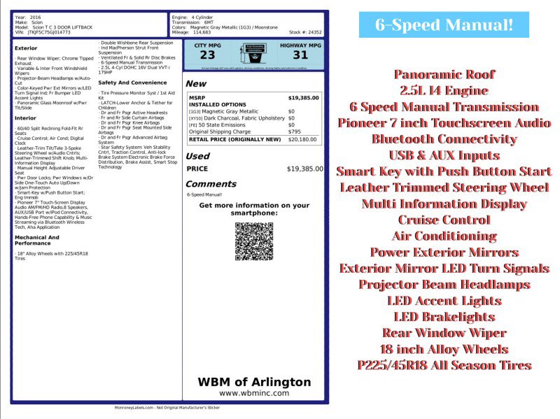 Used 2016 Scion tC image 2