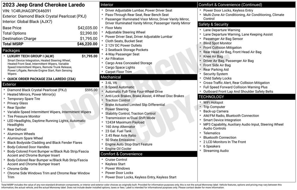 Used 2023 Jeep Grand Cherokee Laredo w/ Luxury Tech Group I AWD/4WD image 4