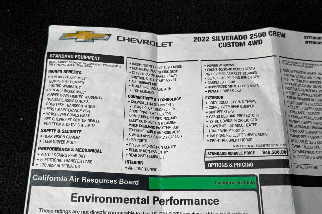 Used 2022 Chevrolet Silverado 2500 Custom w/ Gooseneck/5TH Wheel Package AWD/4WD image 40