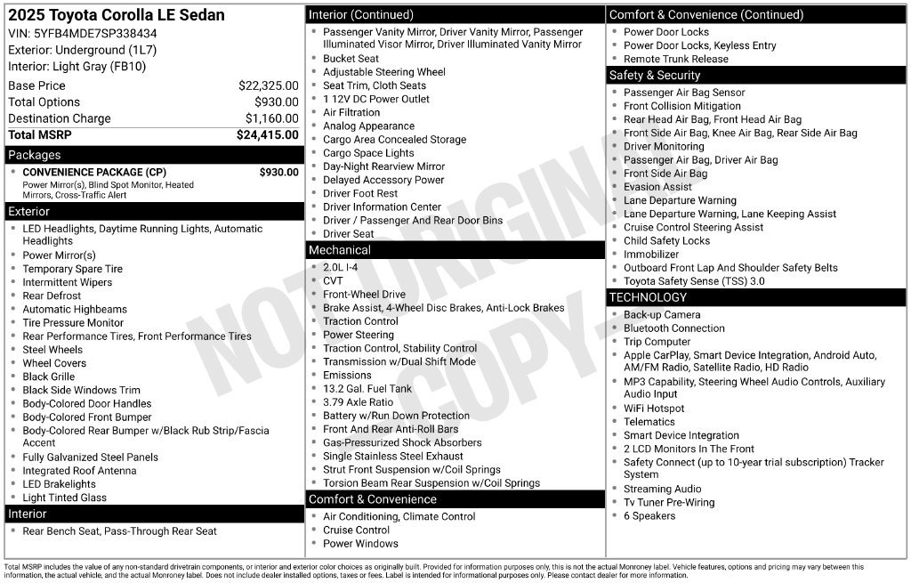 Certified 2025 Toyota Corolla LE w/ Convenience Package FWD image 29
