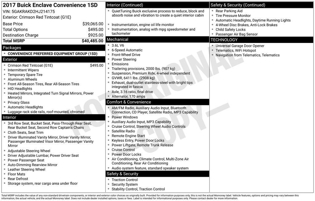Used 2017 Buick Enclave Convenience FWD image 27