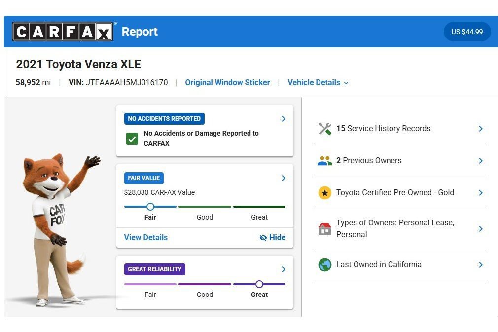 Used 2021 Toyota Venza XLE AWD/4WD image 3