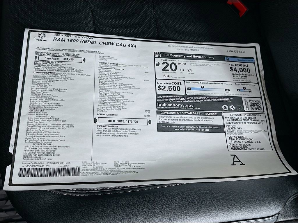 New 2026 RAM 1500 Rebel w/ Rebel Level 2 Equipment Group image 13