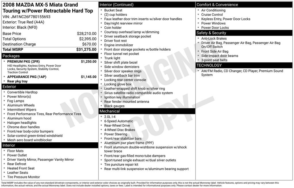 Used 2008 MAZDA MX-5 Miata Grand Touring w/ Premium Pkg image 43