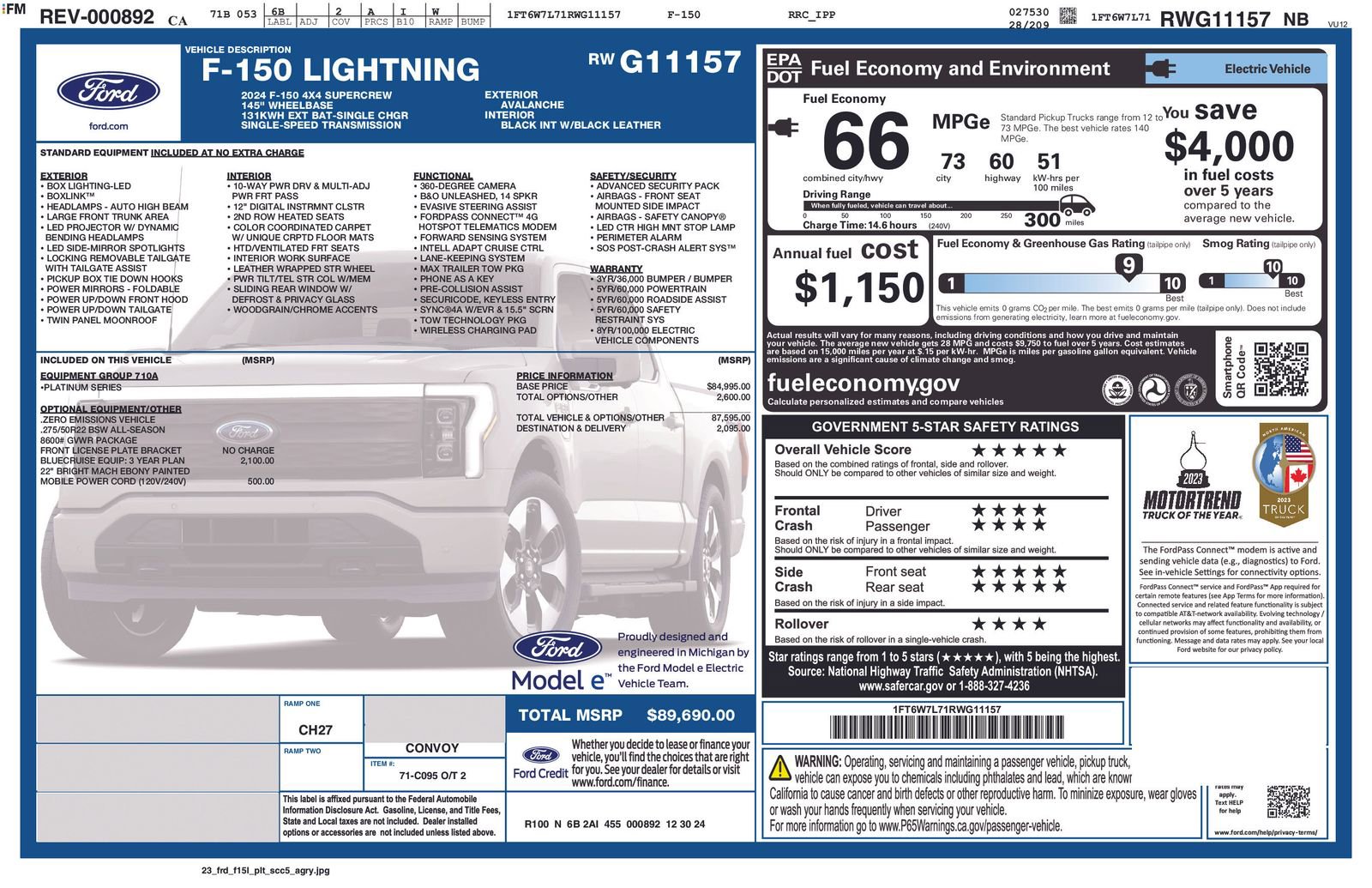 Used 2024 Ford F150 Lightning Platinum AWD/4WD image 10