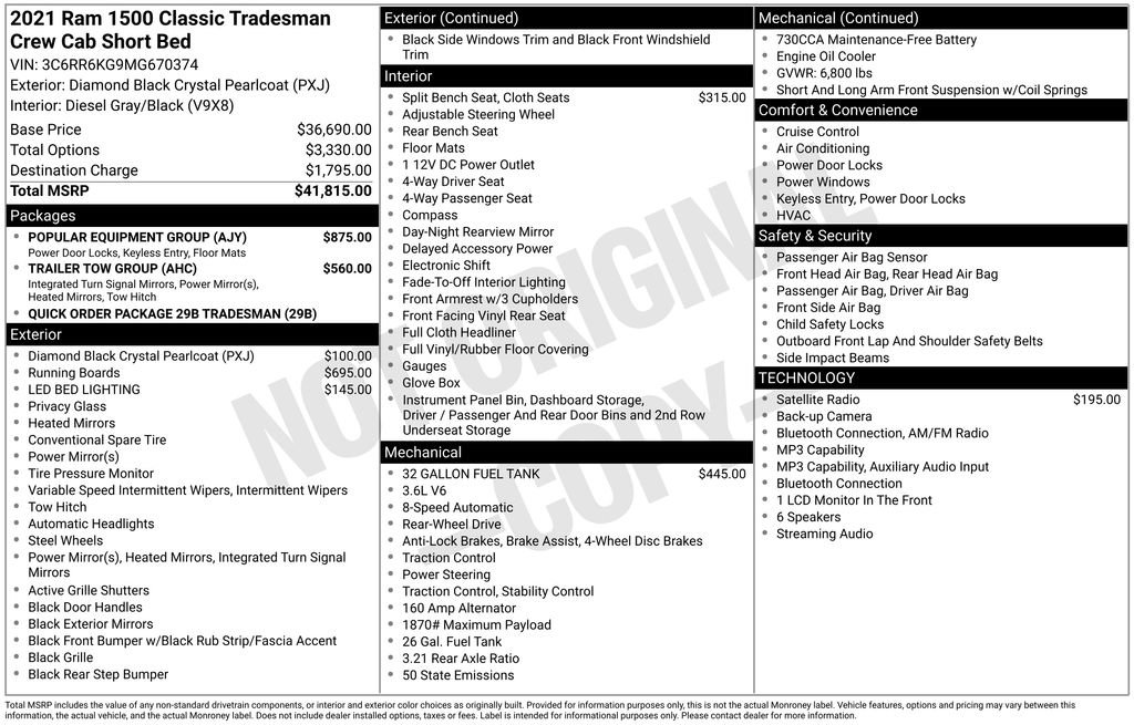 Used 2021 RAM 1500 Tradesman w/ Popular Equipment Group RWD image 6