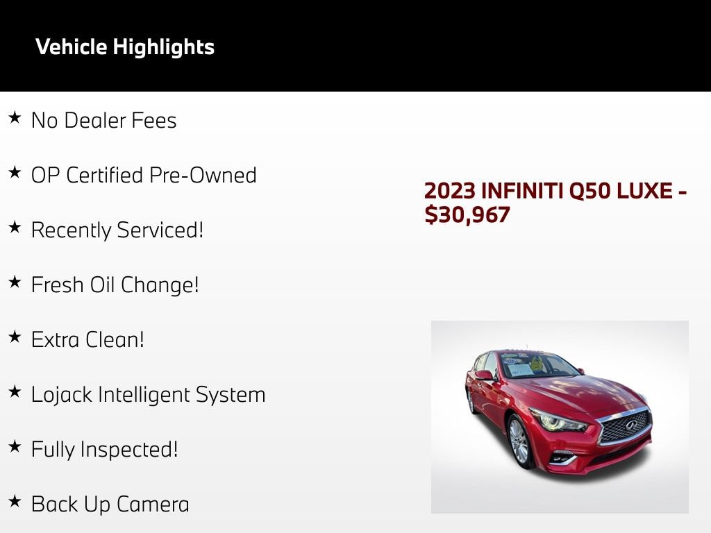 Used 2023 INFINITI Q50 Luxe w/ Cargo Package RWD image 3