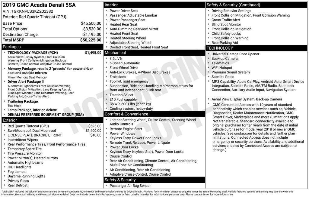 Used 2019 GMC Acadia Denali w/ Technology Package FWD image 12