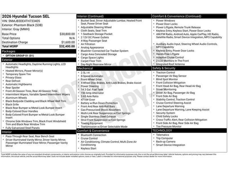 New 2026 Hyundai Tucson SEL FWD image 1