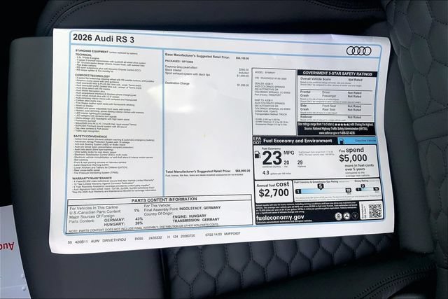 New 2026 Audi RS 3 AWD/4WD image 13