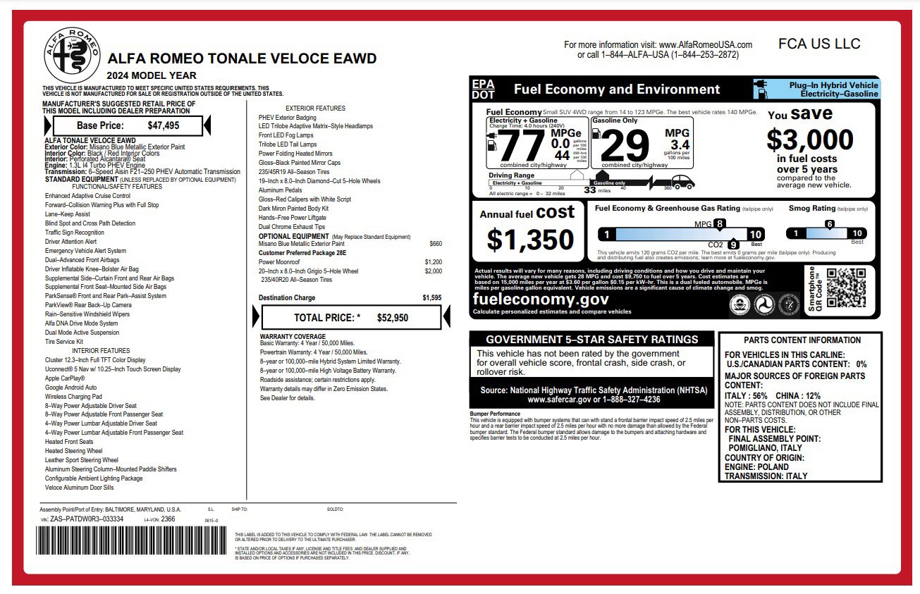 Used 2024 Alfa Romeo Tonale Ti AWD/4WD image 24