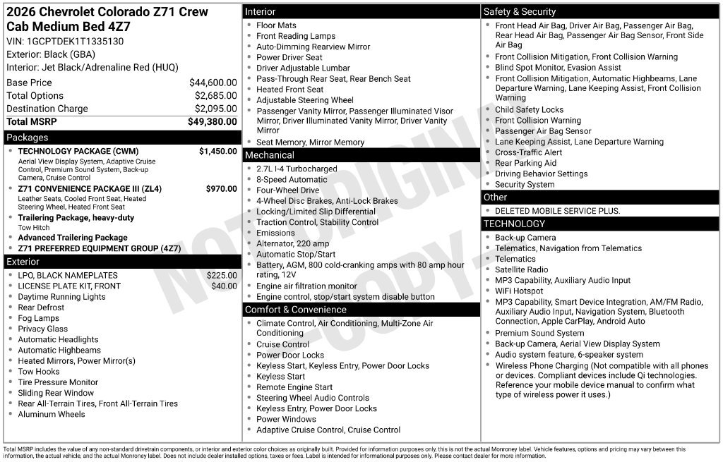 New 2026 Chevrolet Colorado Z71 w/ Technology Package AWD/4WD image 2