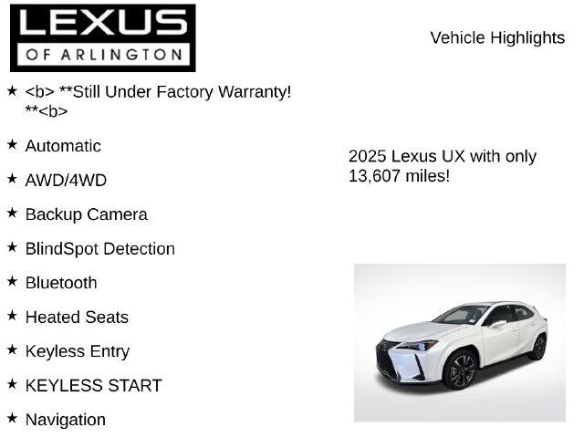 Certified 2025 Lexus UX 300h AWD w/ Cold Area Package image 8
