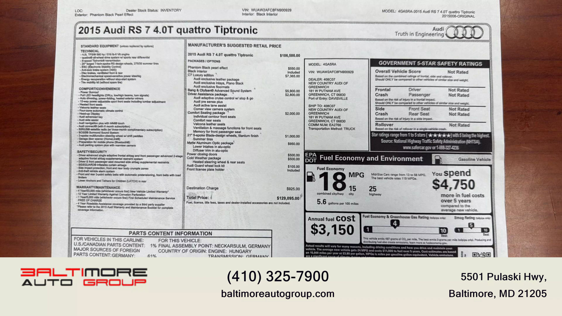 Used 2015 Audi RS 7 Prestige image 5