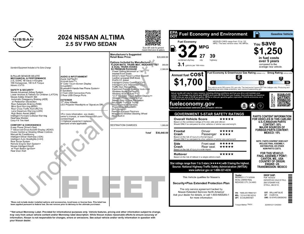 Used 2024 Nissan Altima 2.5 SV w/ SV Premium Package FWD image 2