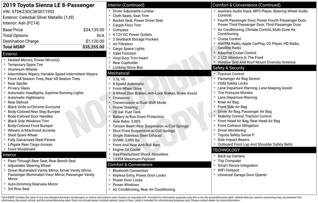 Used 2019 Toyota Sienna LE FWD image 6