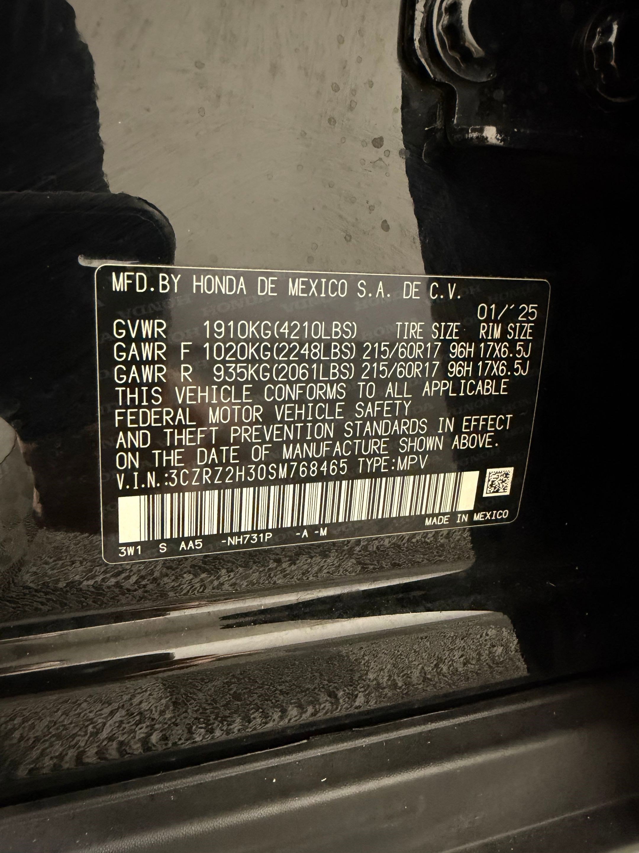 Certified 2025 Honda HR-V LX image 16