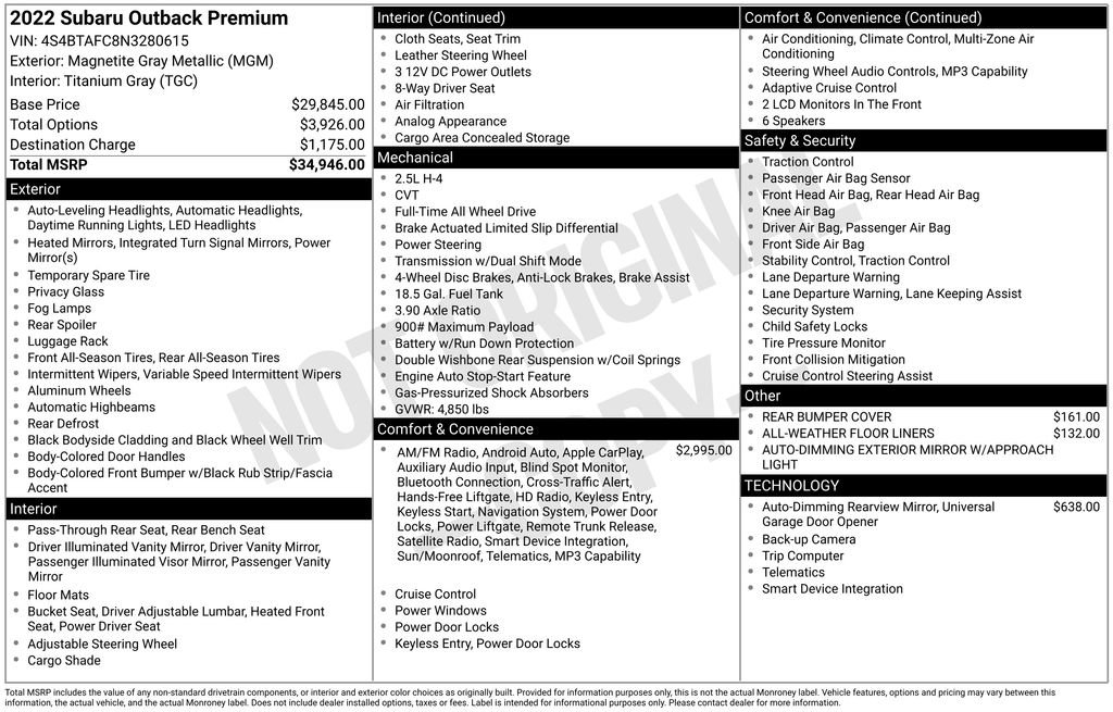 Used 2022 Subaru Outback Premium image 11