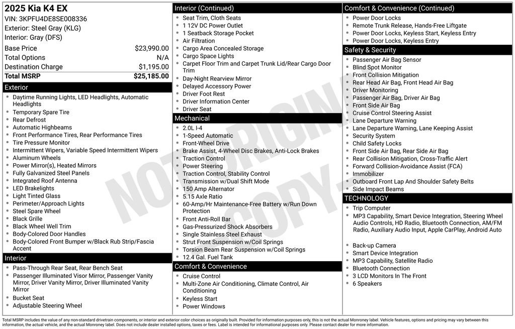 Certified 2025 Kia K4 EX FWD image 10