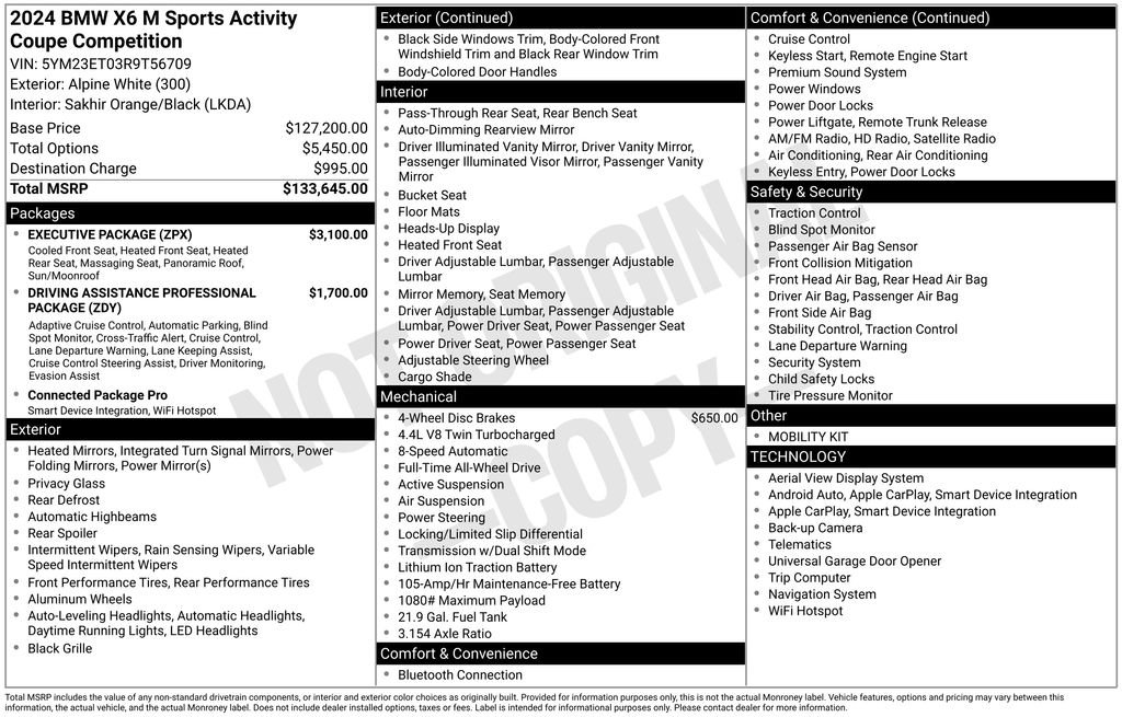 Used 2024 BMW X6 M Competition w/ Executive Package image 5