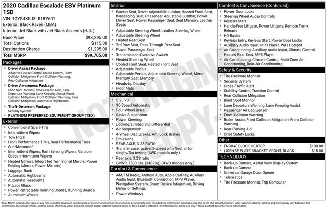 Used 2020 Cadillac Escalade ESV Platinum AWD/4WD image 44