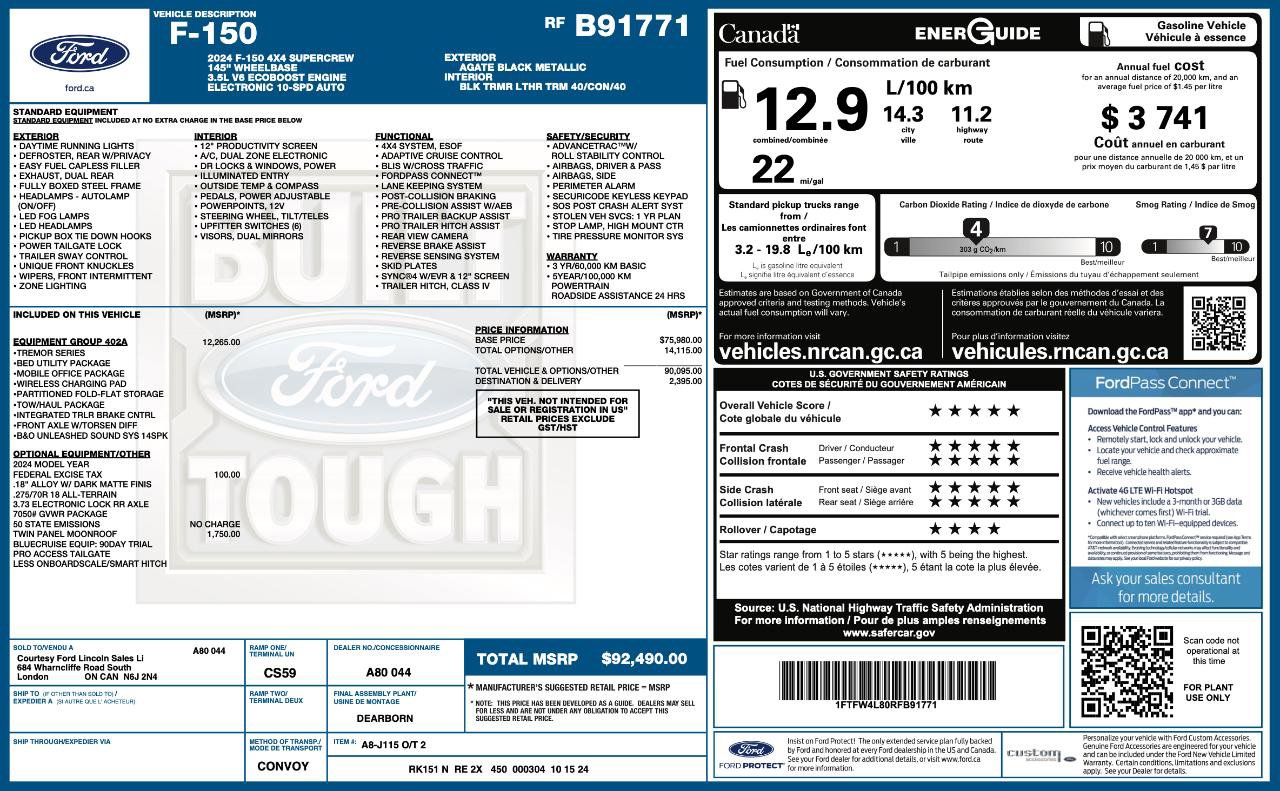 Used 2024 Ford F150 Tremor w/ Equipment Group 402A High image 9