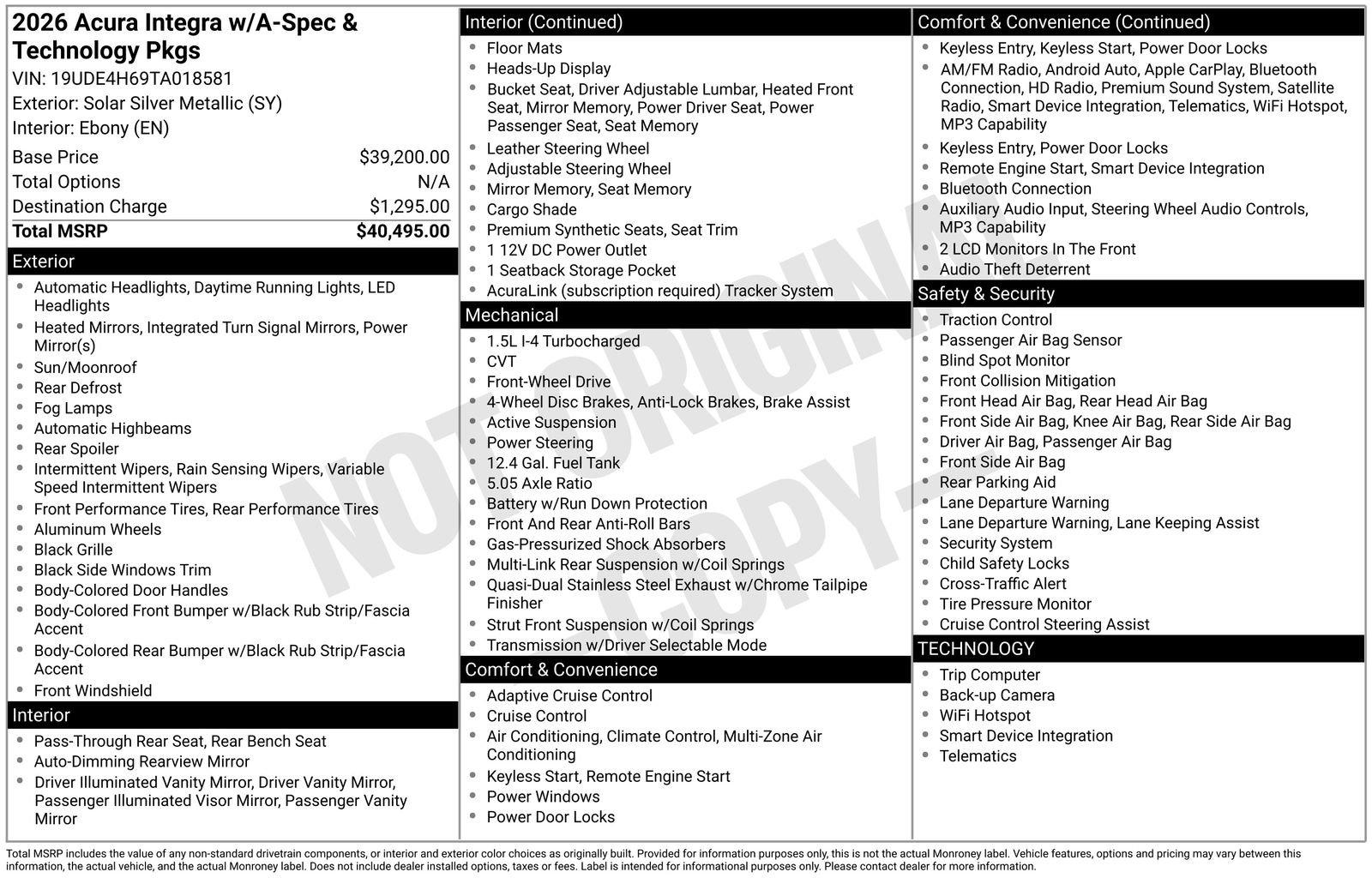 New 2026 Acura Integra A-Spec w/ Technology Package FWD image 4