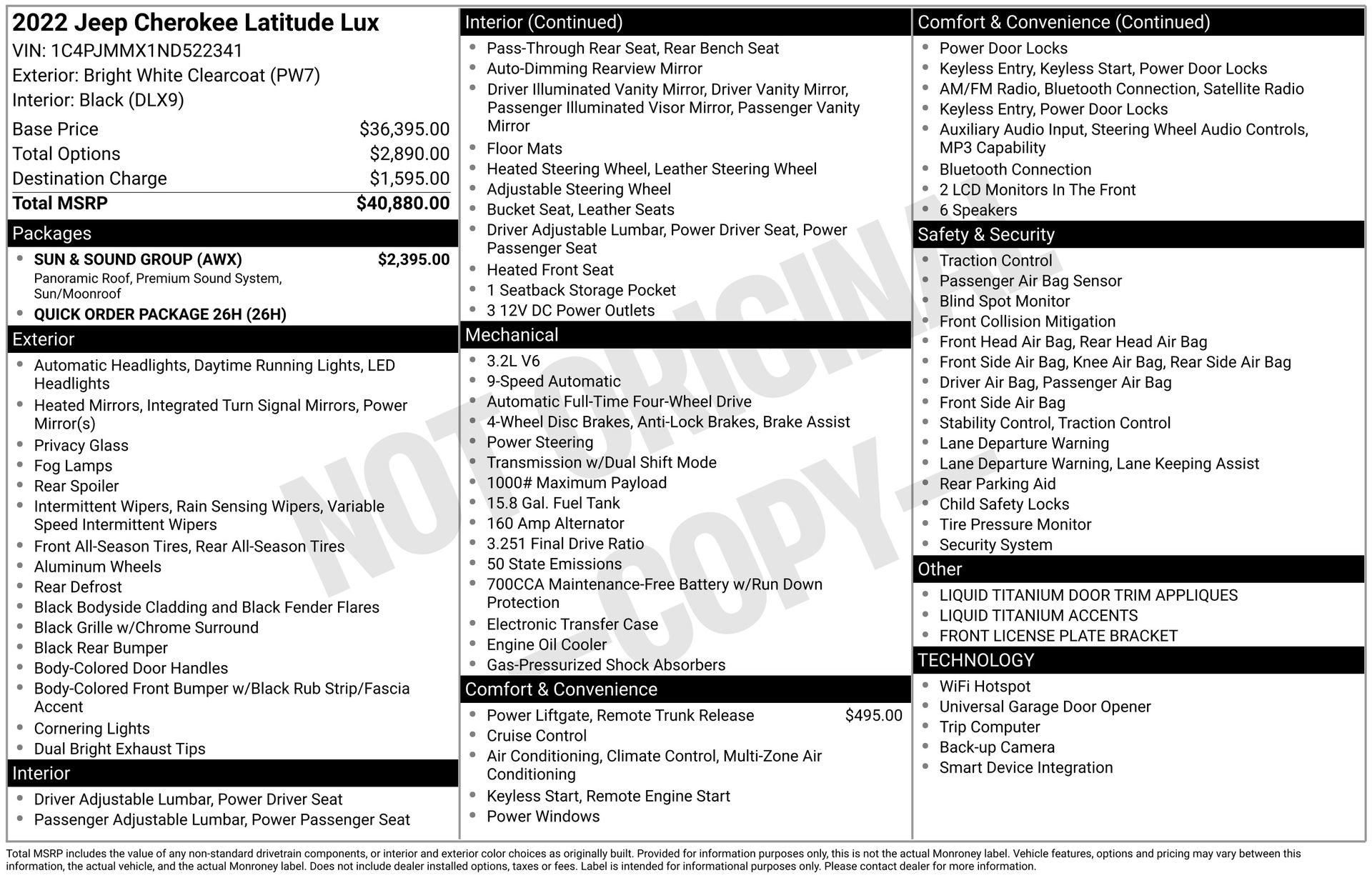 Used 2022 Jeep Cherokee Latitude Lux w/ Sun & Sound Group image 25