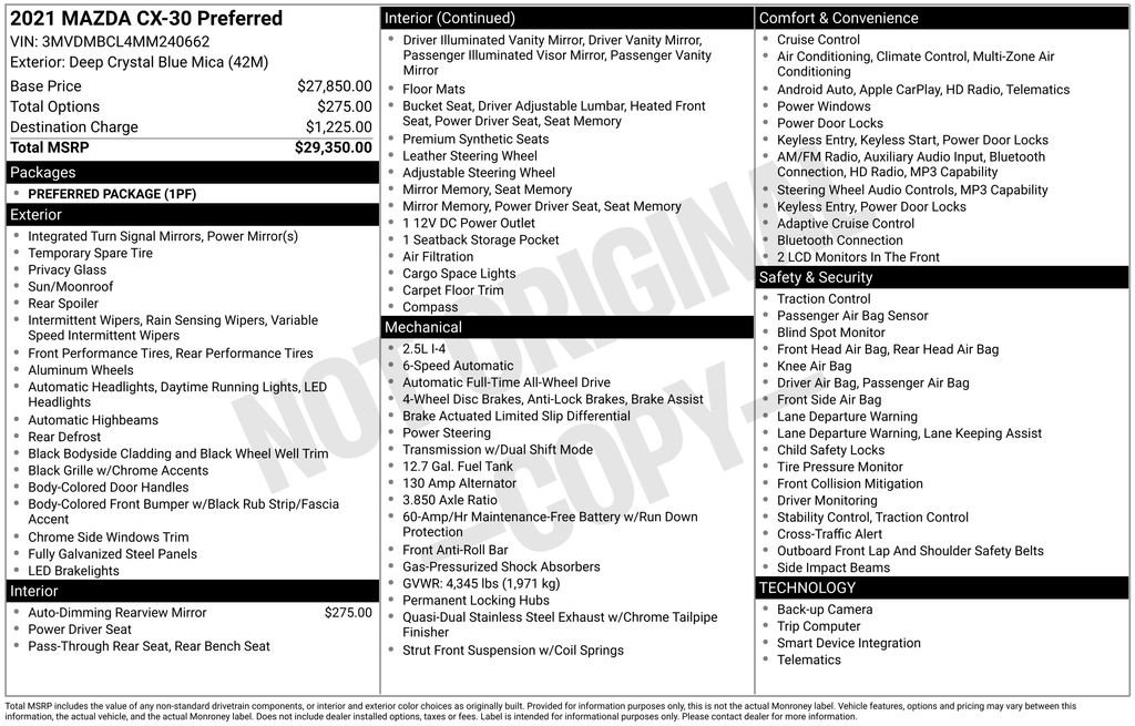 Certified 2021 MAZDA CX-30 AWD 2.5 S w/ Preferred Package image 40