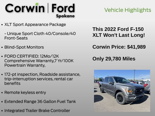 Certified 2022 Ford F150 XLT w/ Equipment Group 302A High AWD/4WD image 12