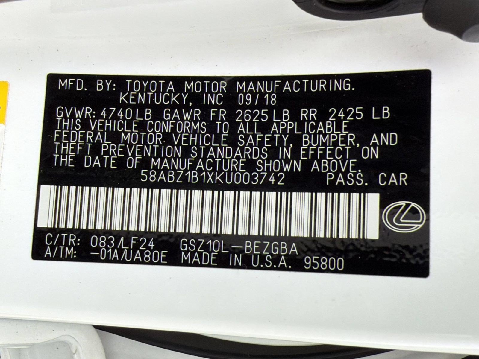 Used 2019 Lexus ES 350 F Sport w/ Accessory Package 2 FWD image 25